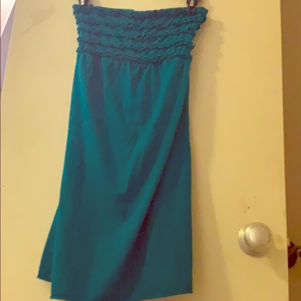 Blue strapless dress